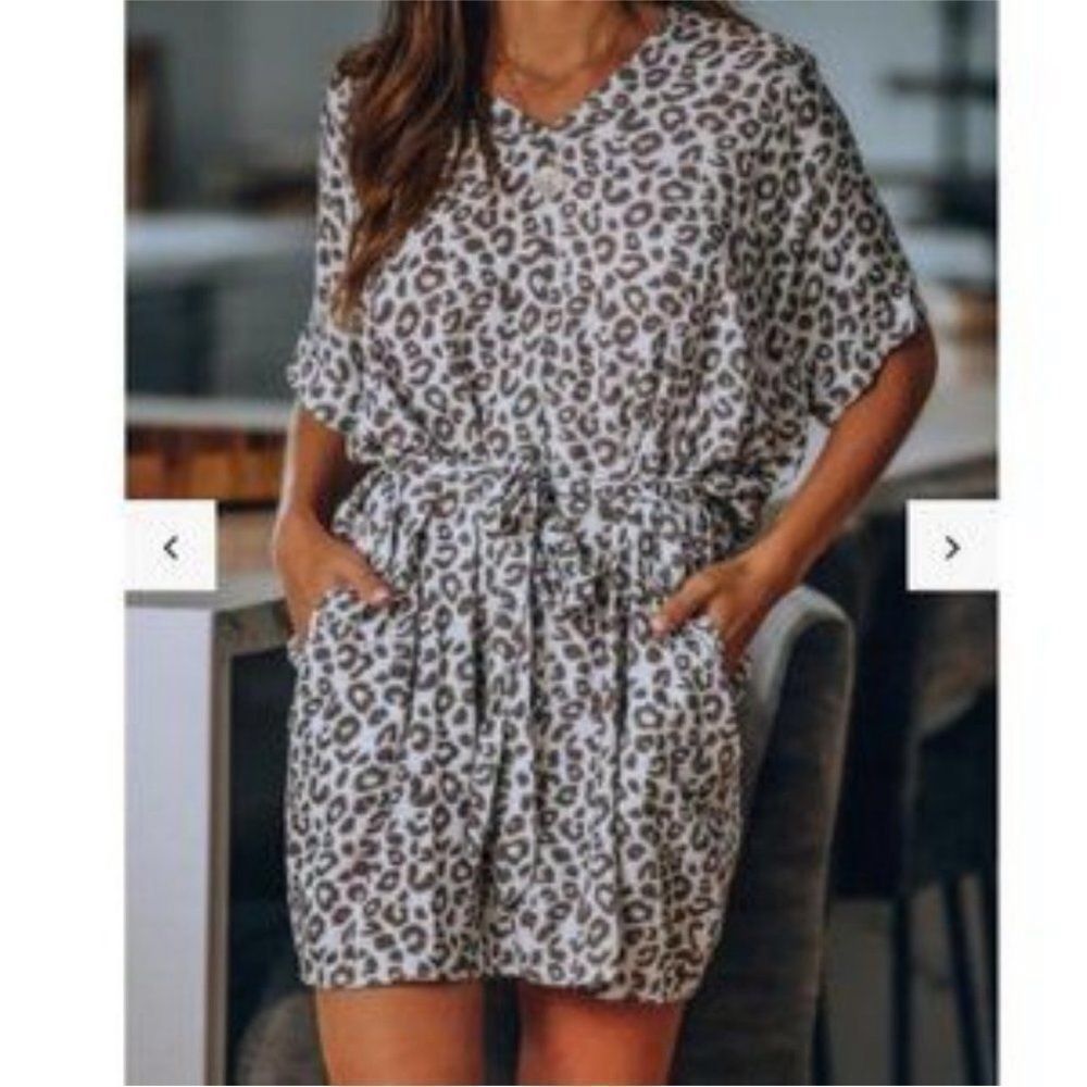 Easy To Love Pocketed Cheetah Tie Dress Tunic